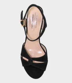 Regent100 Interlocked Detail Platform Sandal In Black Suede