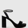 Relia115 Ankle Wrap Platform Sandal In Black Suede