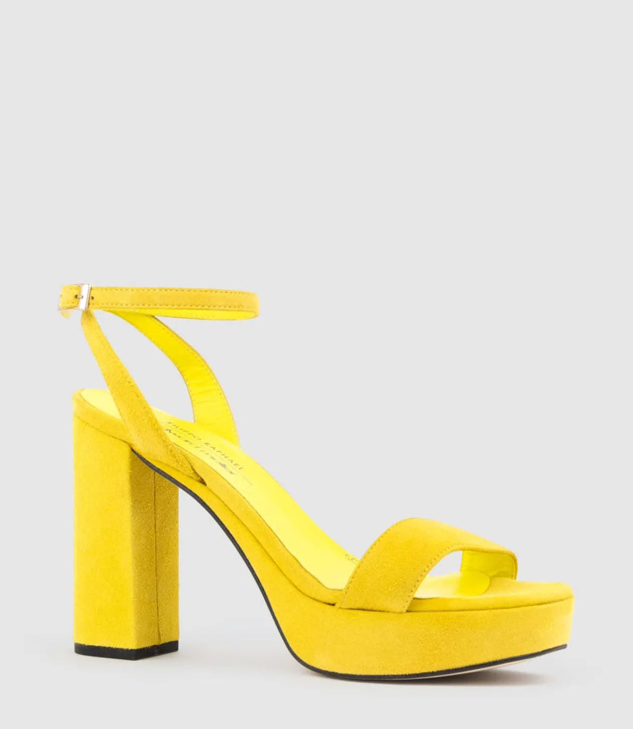 Relia115 Ankle Wrap Platform Sandal In Yellow Suede
