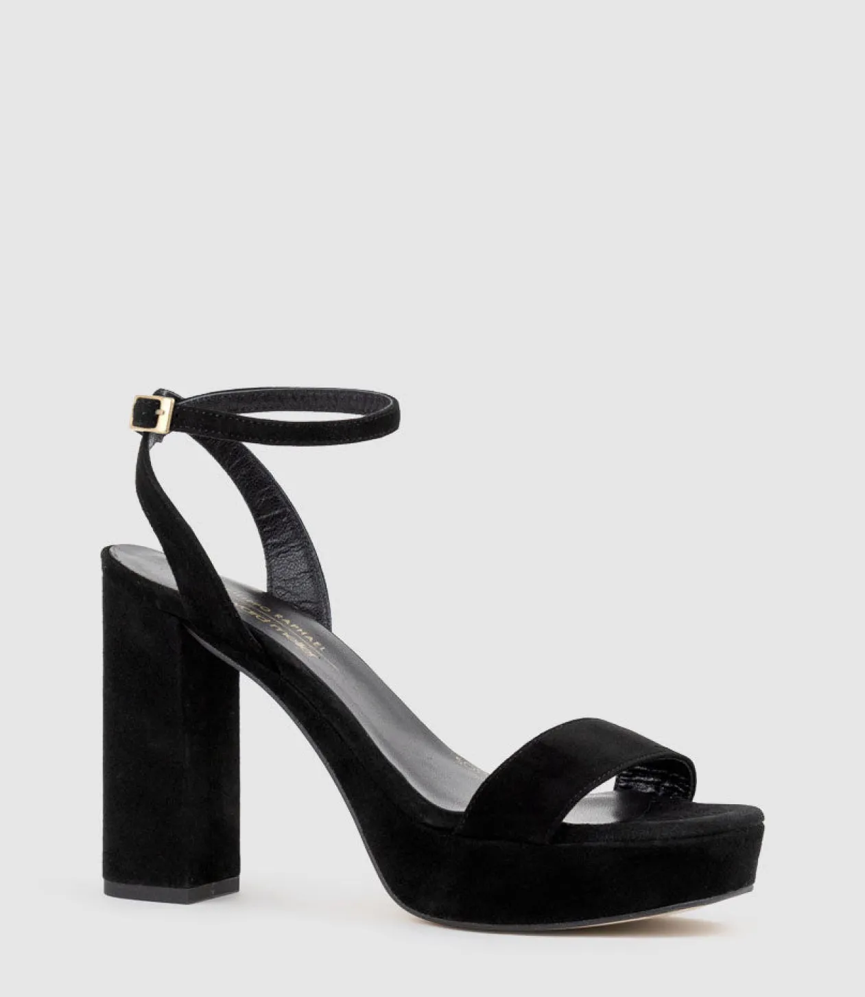 Relia115 Ankle Wrap Platform Sandal In Black Suede