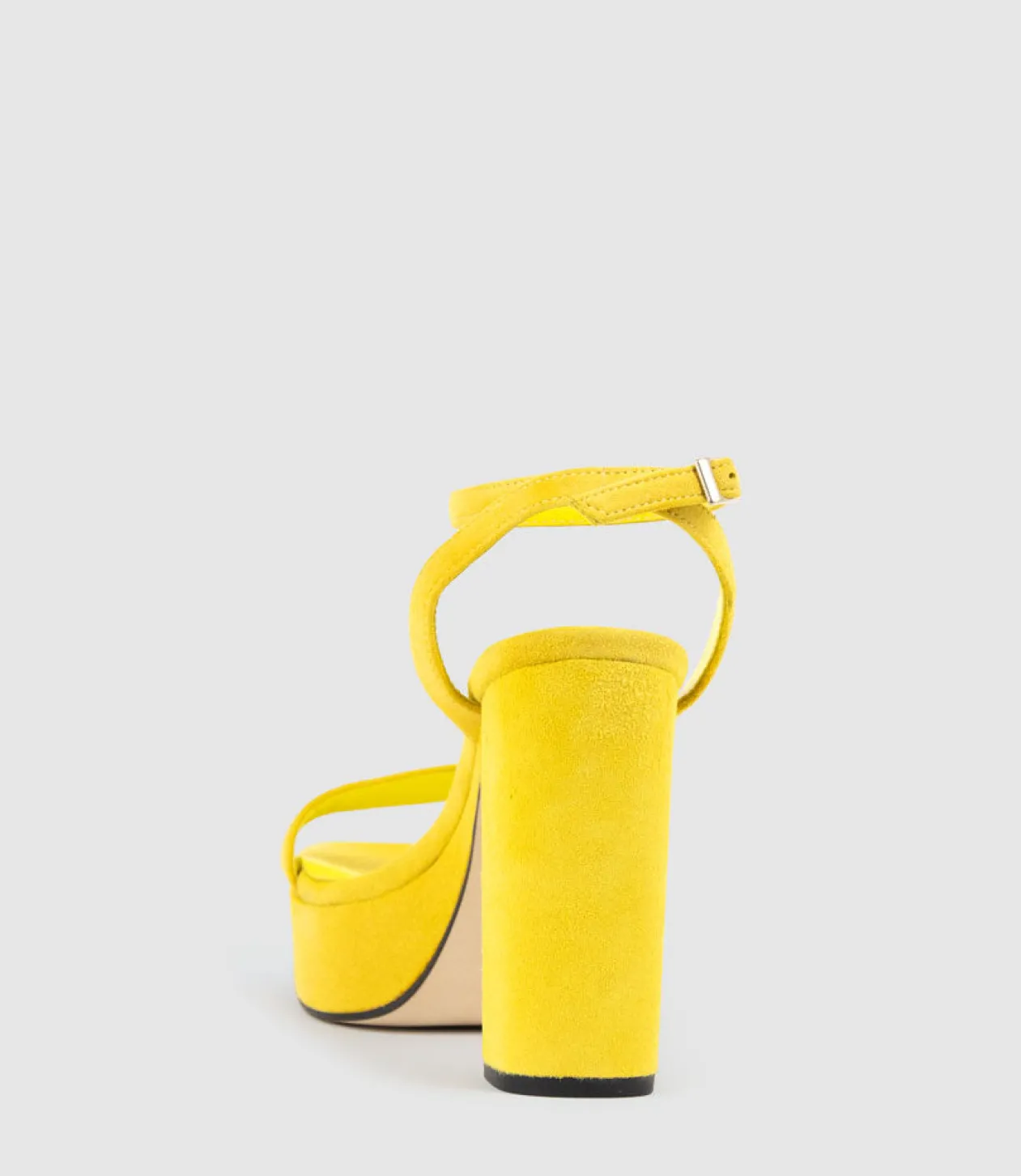 Relia115 Ankle Wrap Platform Sandal In Yellow Suede