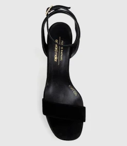 Relia115 Ankle Wrap Platform Sandal In Black Suede