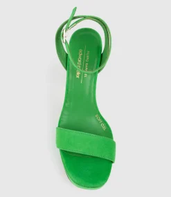 Relia115 Ankle Wrap Platform Sandal In Green Suede