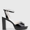 Rena100 Open Toe Platform Sandal In Black Patent