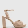 Rena100 Open Toe Platform Sandal In Nude Patent