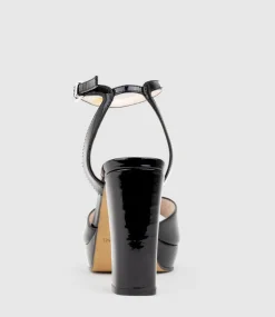 Rena100 Open Toe Platform Sandal In Black Patent