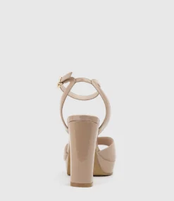 Rena100 Open Toe Platform Sandal In Nude Patent