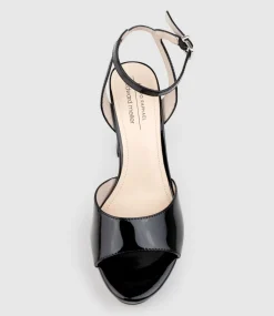 Rena100 Open Toe Platform Sandal In Black Patent