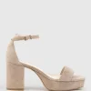 Resdin80 Single Strap Platform Sandal In Nude Suede