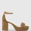 Resdin80 Single Strap Platform Sandal In Tawny Suede