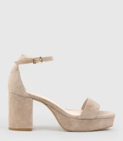 Resdin80 Single Strap Platform Sandal In Nude Suede