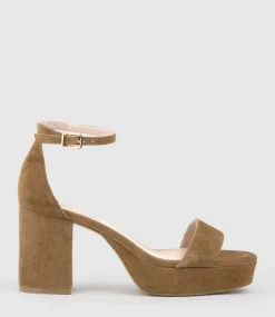 Resdin80 Single Strap Platform Sandal In Tawny Suede