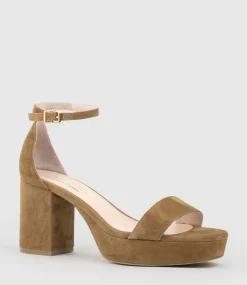 Resdin80 Single Strap Platform Sandal In Tawny Suede