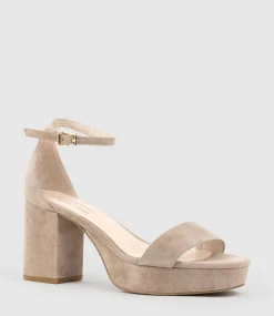 Resdin80 Single Strap Platform Sandal In Nude Suede