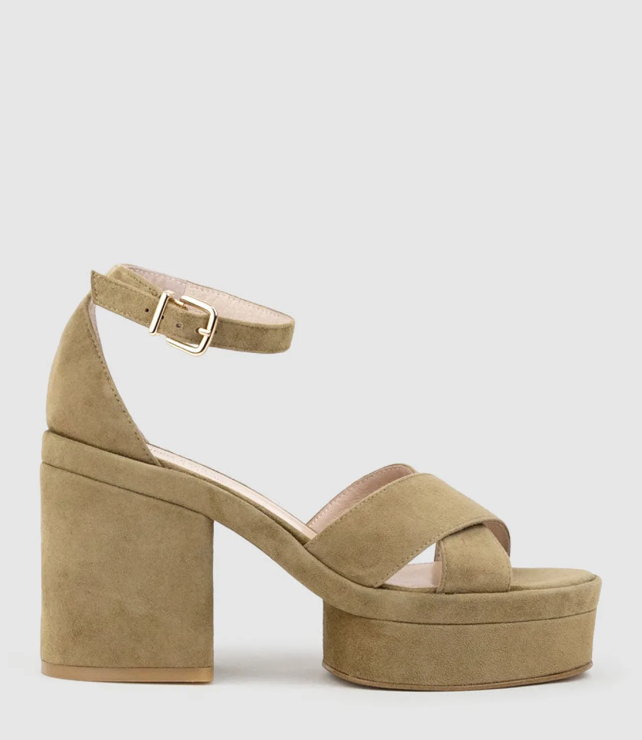 Retro90 Exaggerated Platform Sandal In Camel Suede