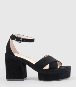 Retro90 Exaggerated Platform Sandal In Black Suede