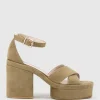Retro90 Exaggerated Platform Sandal In Camel Suede
