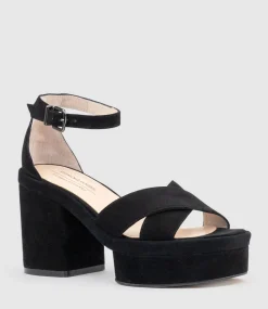 Retro90 Exaggerated Platform Sandal In Black Suede