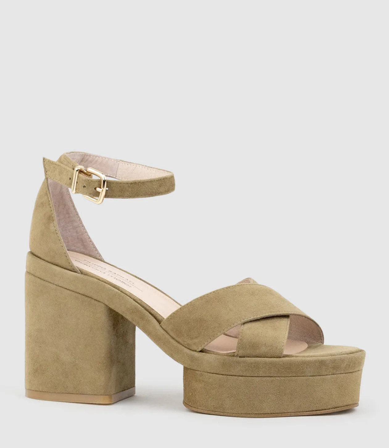 Retro90 Exaggerated Platform Sandal In Camel Suede