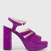 Reya100 Open Toe Platform Sandal In Magenta Suede