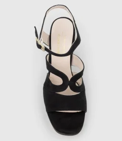 Reya100 Open Toe Platform Sandal In Black Suede
