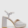 Rhiana95 V Throat Platform Sandal In Silver Ritz