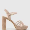 Ria100 Strappy Platform Sandal In Nude Suede