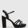 Ria100 Strappy Platform Sandal In Black Suede