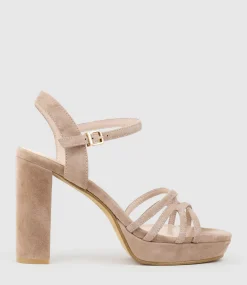 Ria100 Strappy Platform Sandal In Nude Suede