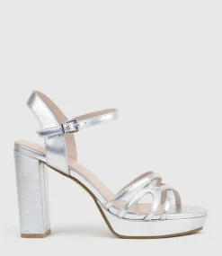 Ria100 Strappy Platform Sandal In Silver
