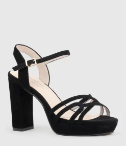 Ria100 Strappy Platform Sandal In Black Suede