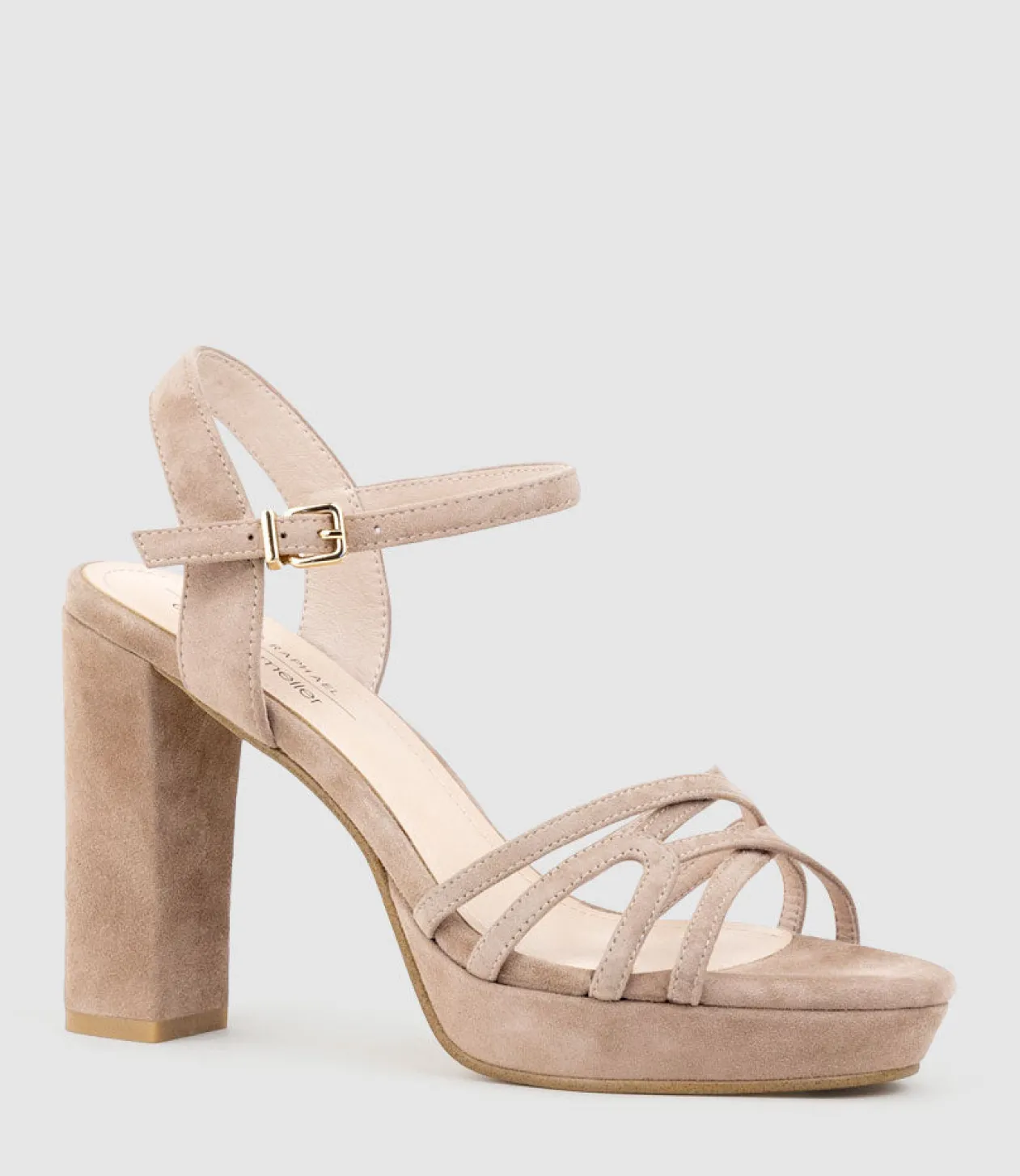 Ria100 Strappy Platform Sandal In Nude Suede