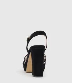 Ria100 Strappy Platform Sandal In Black Suede