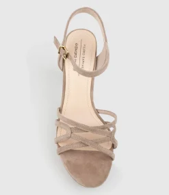 Ria100 Strappy Platform Sandal In Nude Suede