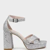 Richie95 Crossover Platform Sandal In Silver Sparkle