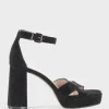 Richie95 Crossover Platform Sandal In Black Suede