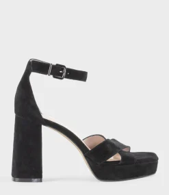 Richie95 Crossover Platform Sandal In Black Suede