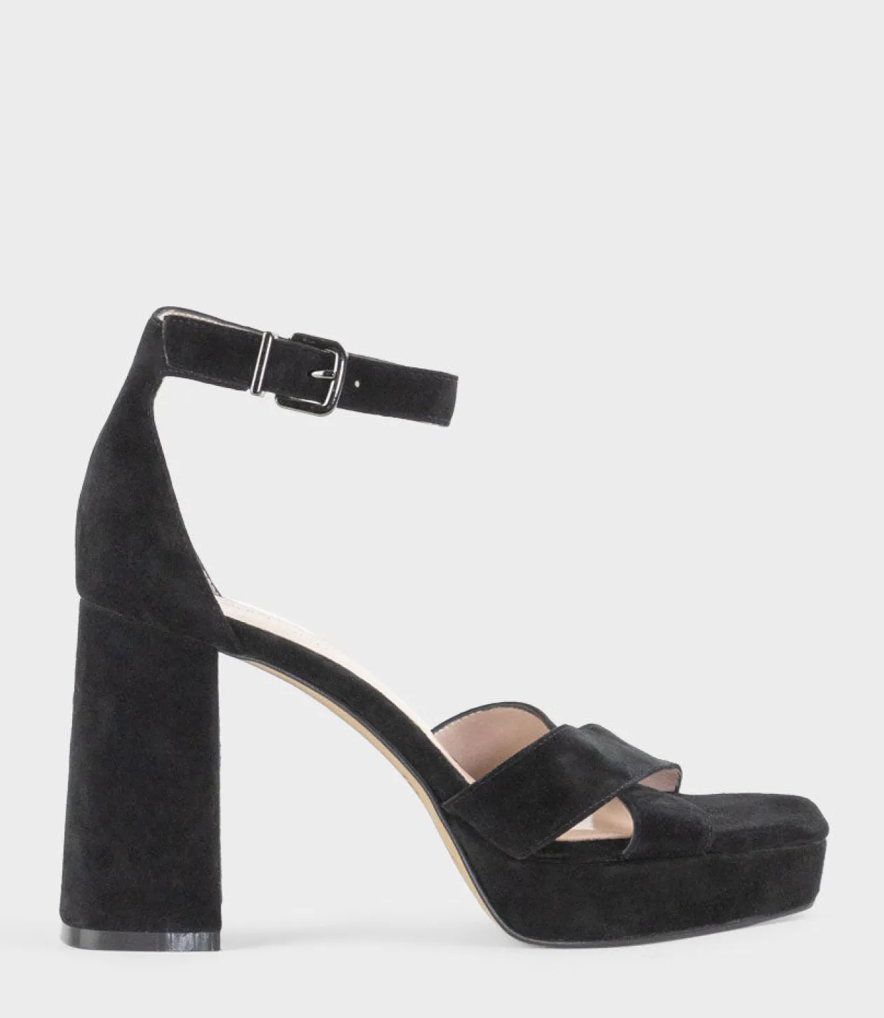 Richie95 Crossover Platform Sandal In Black Suede