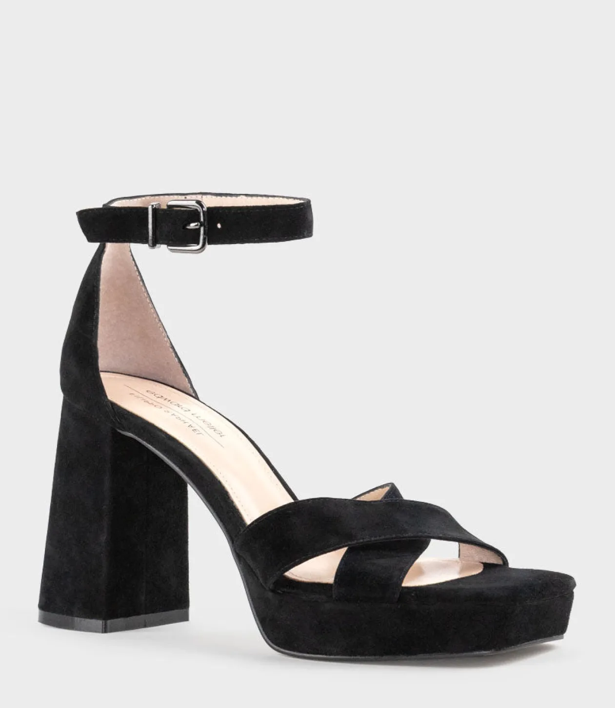 Richie95 Crossover Platform Sandal In Black Suede
