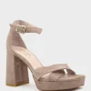 Richie95 Crossover Platform Sandal In Nude Suede