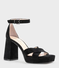 Richie95 Crossover Platform Sandal In Black Suede