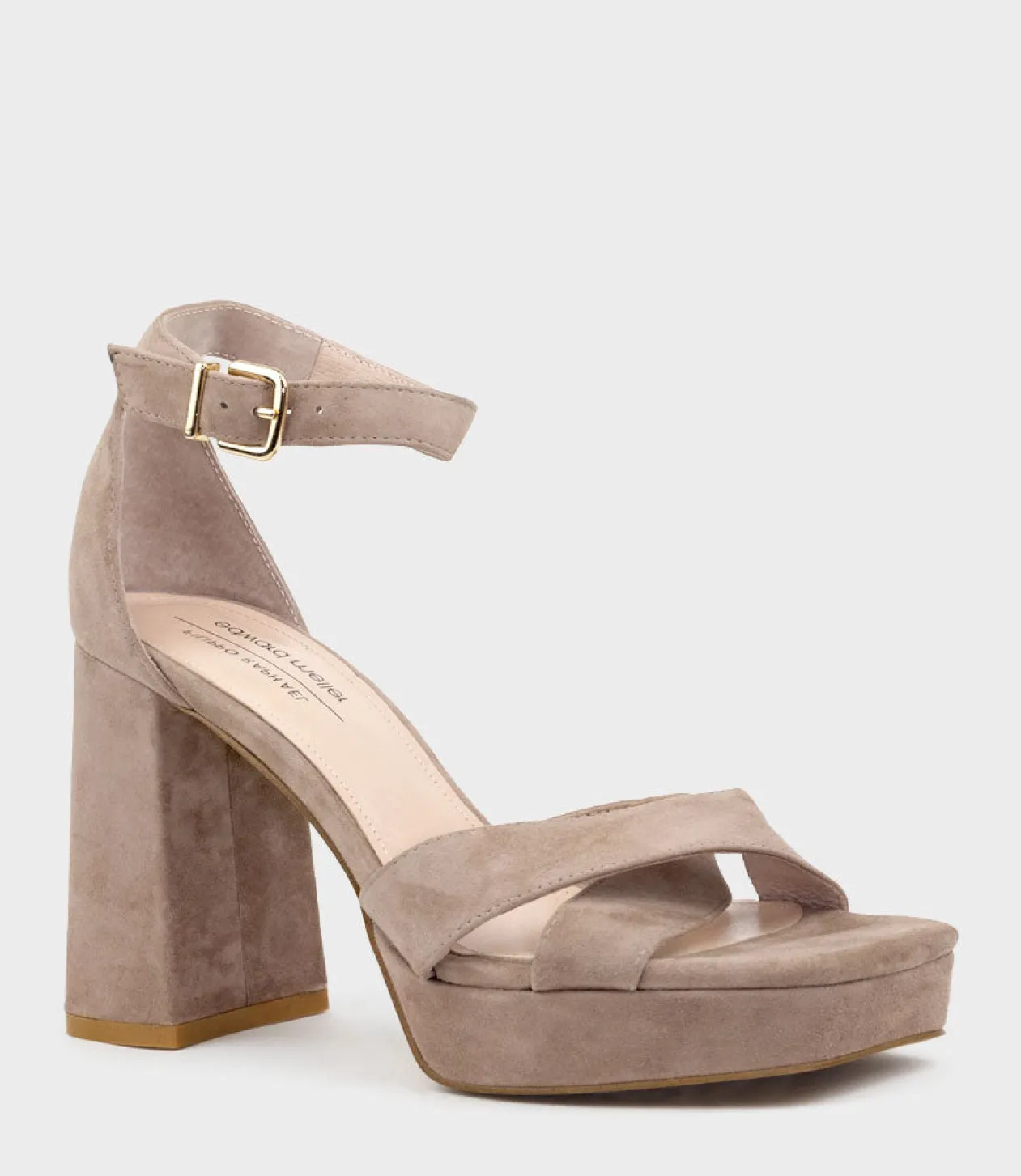 Richie95 Crossover Platform Sandal In Nude Suede