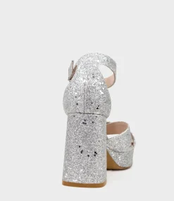 Richie95 Crossover Platform Sandal In Silver Sparkle