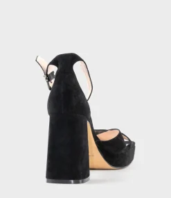 Richie95 Crossover Platform Sandal In Black Suede