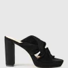 Rilana100 Folded Slide On Platform In Black Suede