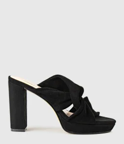 Rilana100 Folded Slide On Platform In Black Suede