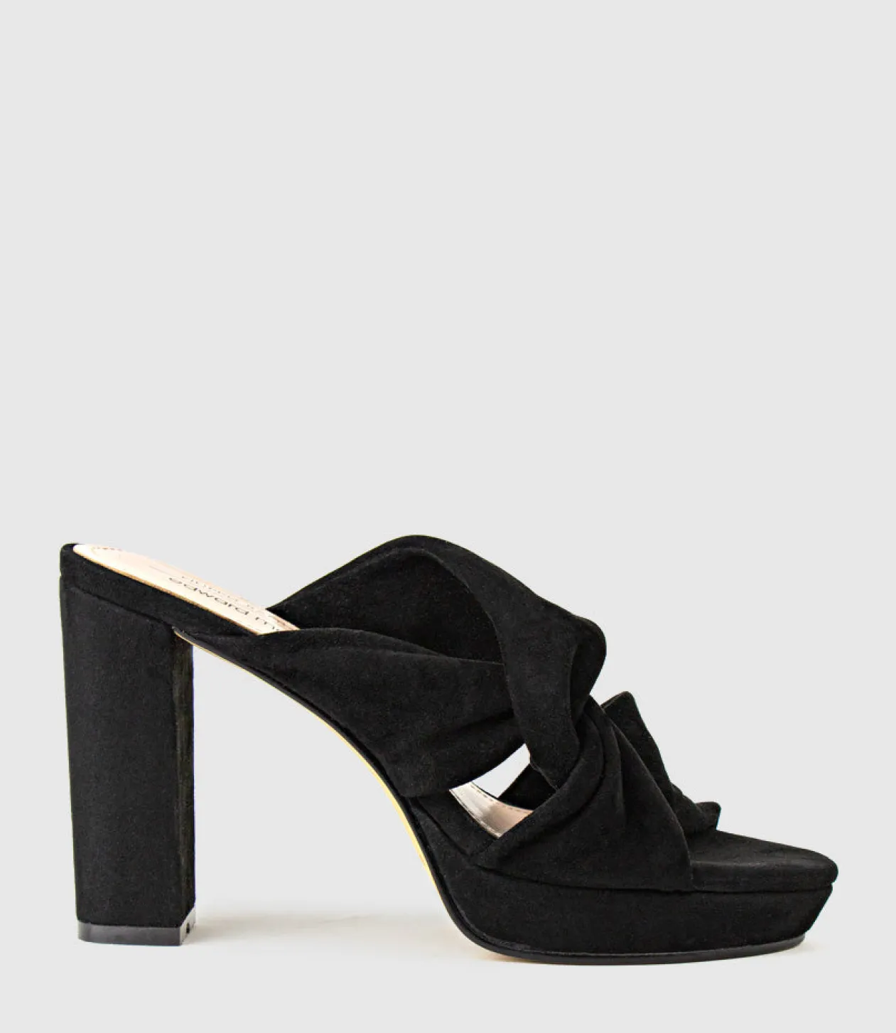 Rilana100 Folded Slide On Platform In Black Suede