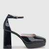 Rimini95 Closed Toe Platform Sandal In Black Patent