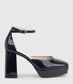 Rimini95 Closed Toe Platform Sandal In Black Patent