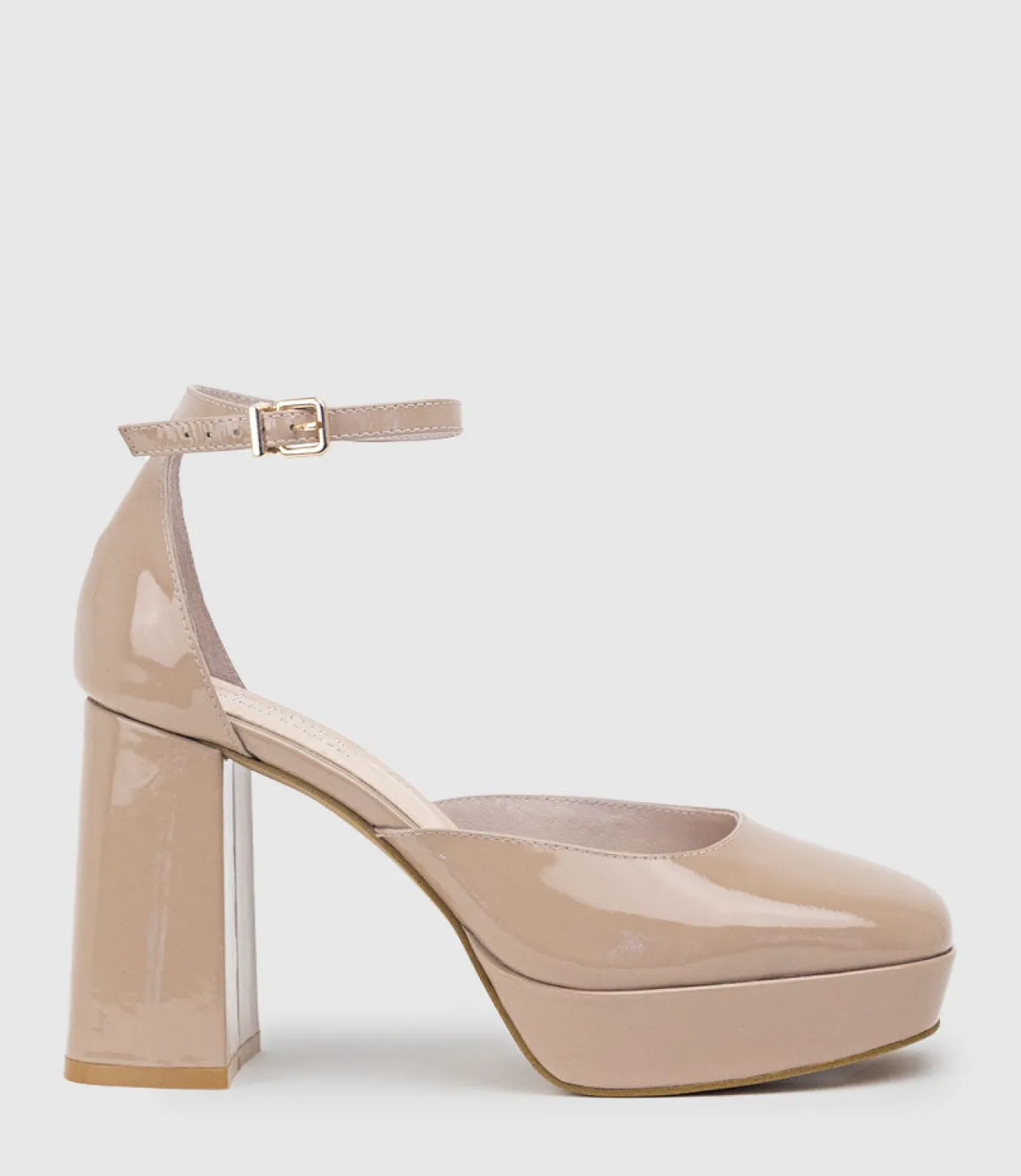Rimini95 Closed Toe Platform Sandal In Nude Patent